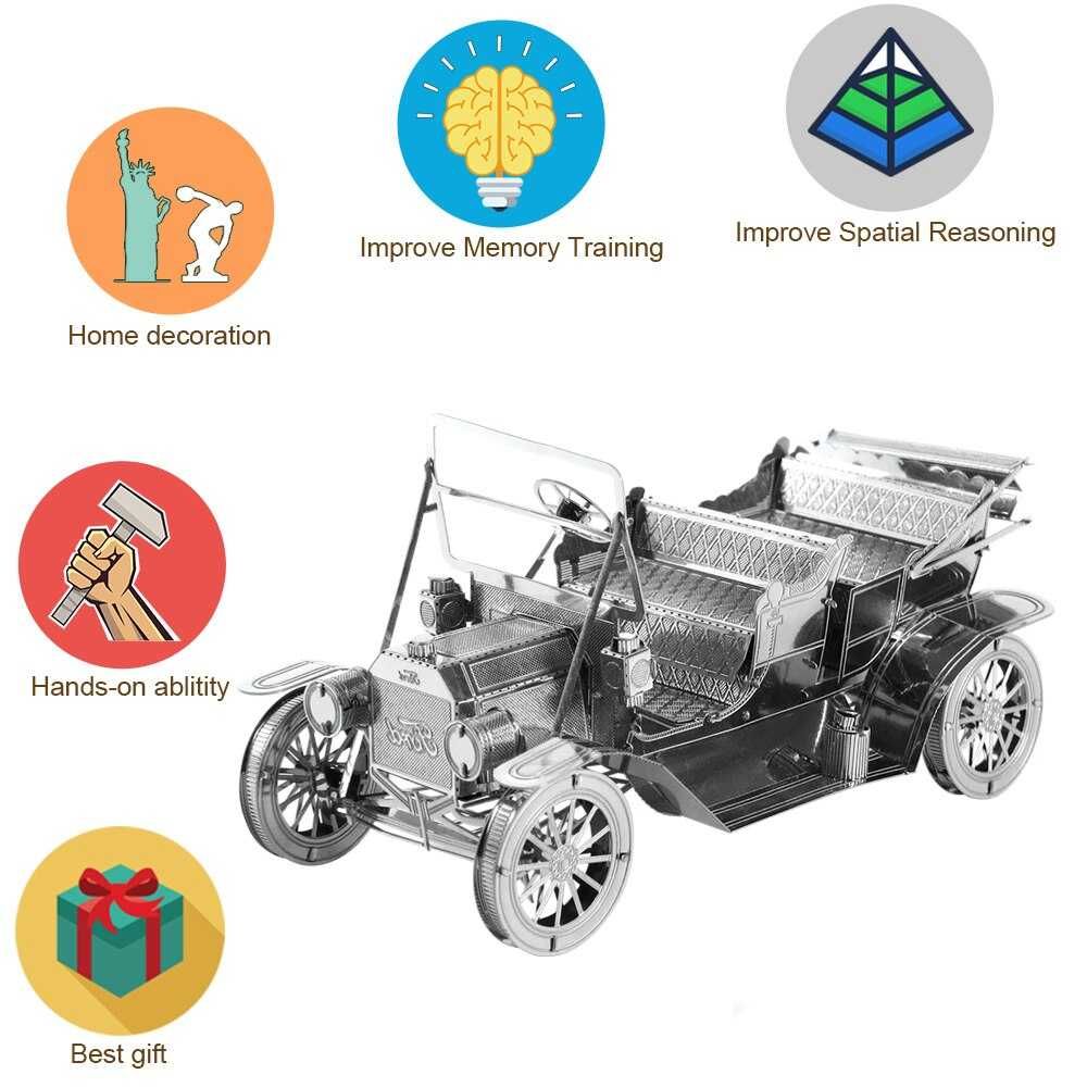 Puzzle 3D metalic Ford. Oțel inoxidabil. Macheta nu se desface.