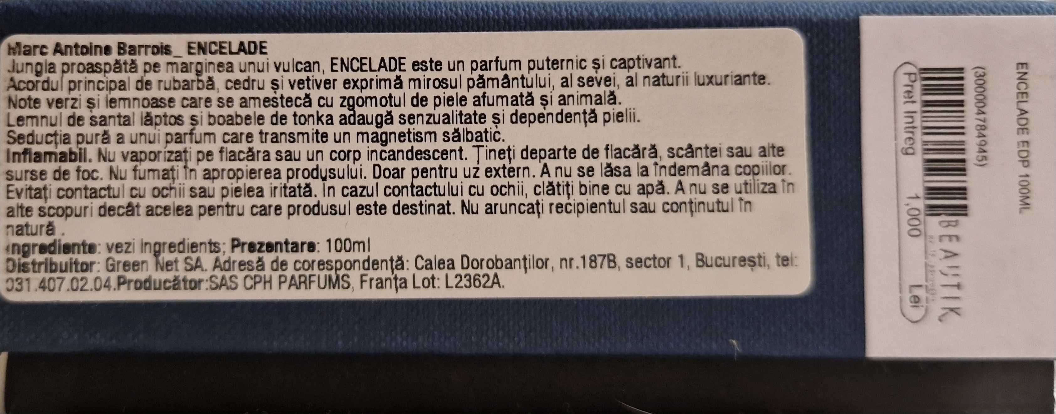 Parfum Marc Antoine Barrois - ENCELADE 100 ml -  750 lei