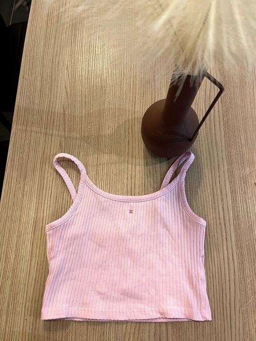 chanel розов кроп топ потник къс рипс тънки презрамки