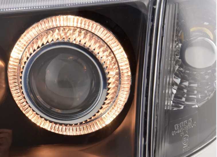 Фарове VW POLO 6N2 DEPO Angel Eyes за Поло 6Н2 Тунинг тъмни 99-01г.