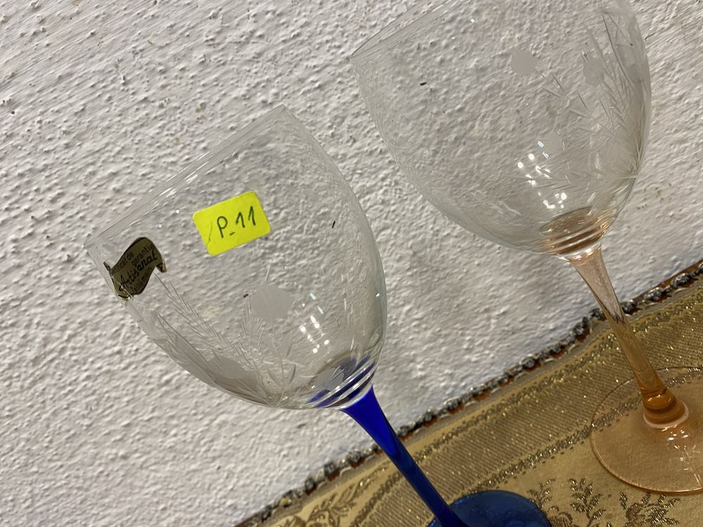 Италиански кристални чаши за вино с гравюра