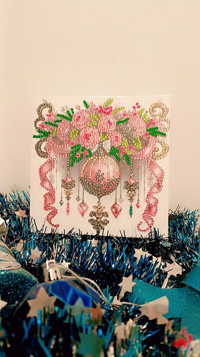 Felicitare de Crăciun cu Mozaic de Diamante – Strălucire și Eleganță