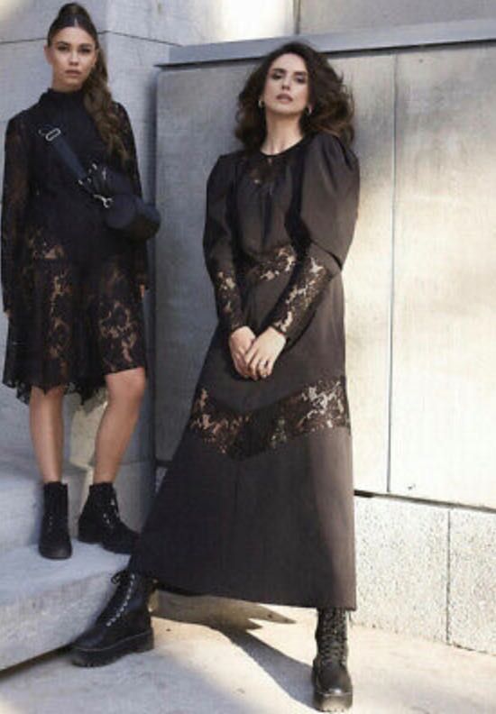 Rochie lunga cu dantela neagra H&M