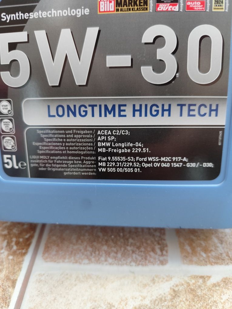 Моторно масло Liqui Moly 5w30 longtime Hightech 5 литра