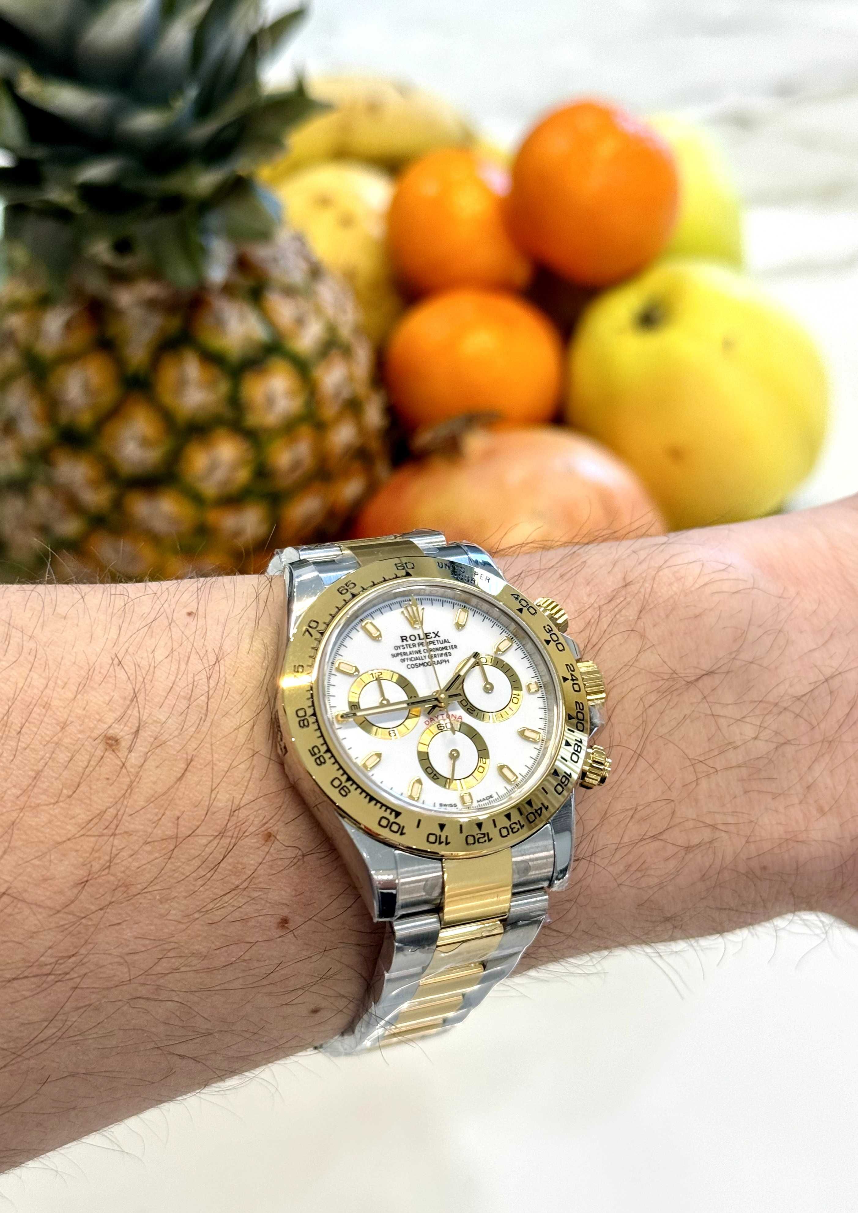 Rolex Daytona 4130 сребро злато/бяло