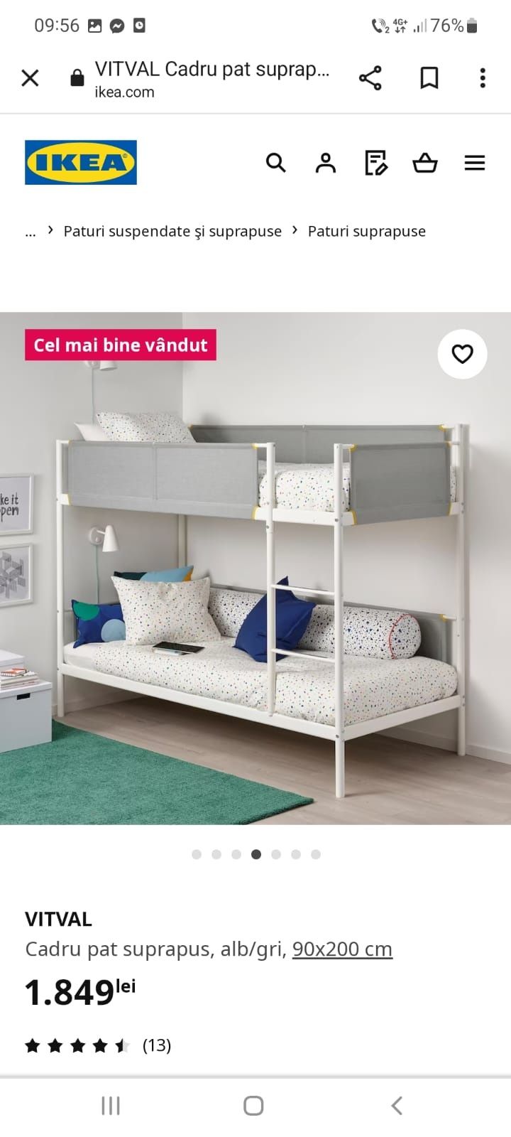 Pat suprapus Vitval alb Ikea