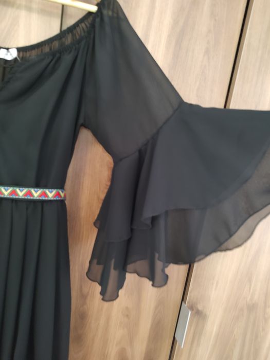 Rochie neagra scurta din voal