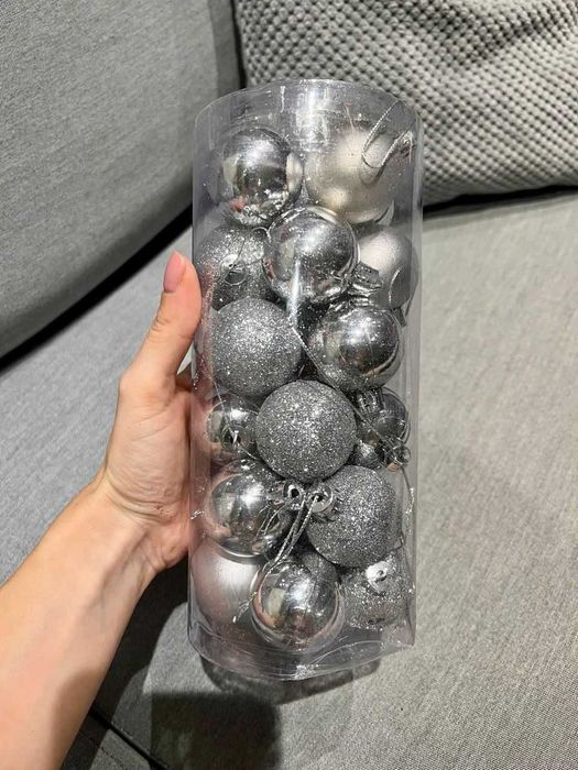 Комплект от 24 броя играчки за елха с диаметър 4см