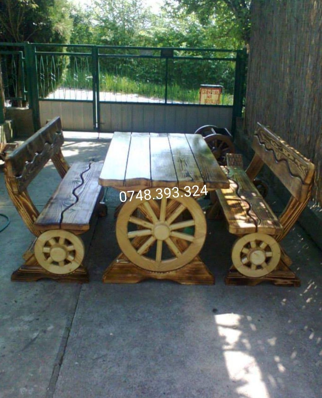 Set Masa cu bănci  lemn  masiv  leagan rustic