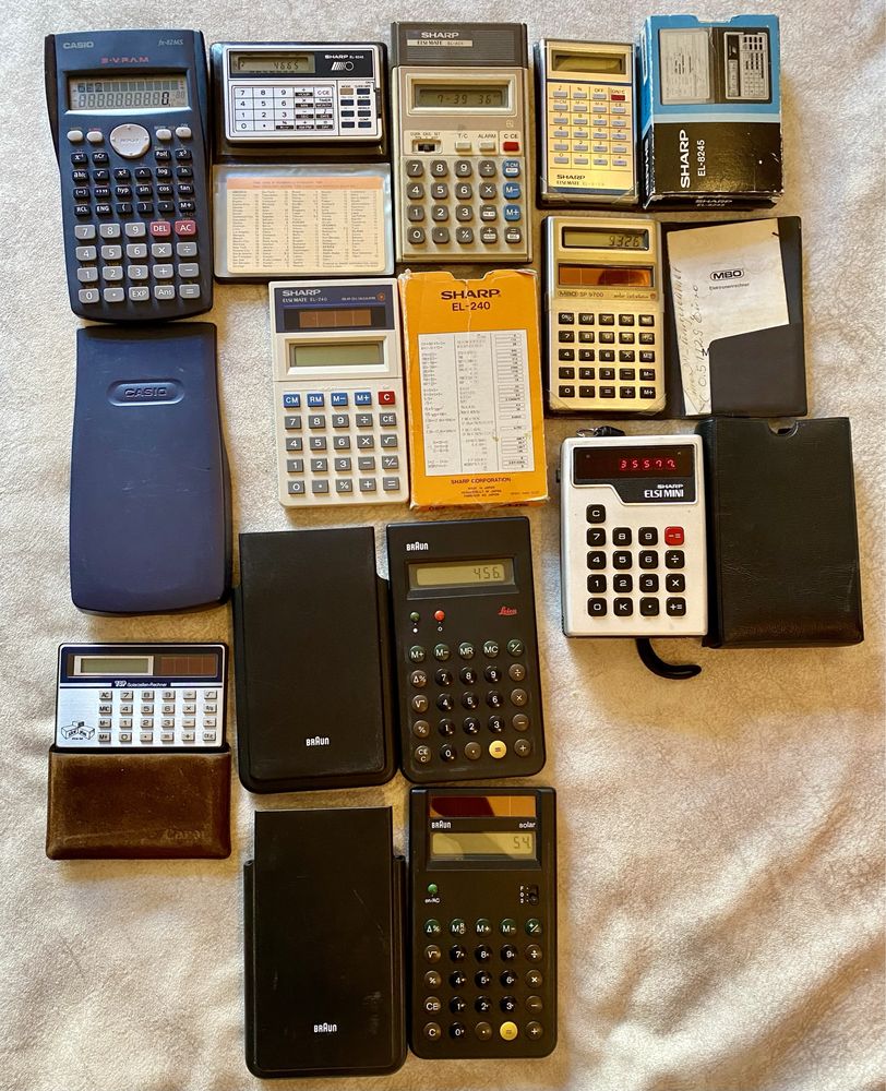 Lot 10 calculatoare, Sharp, Braun, Casio, MBO, Elsi Mini led, an 70-90