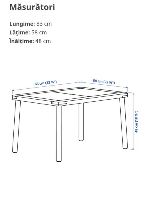 Masa copii Flisat Ikea 83x58 cm