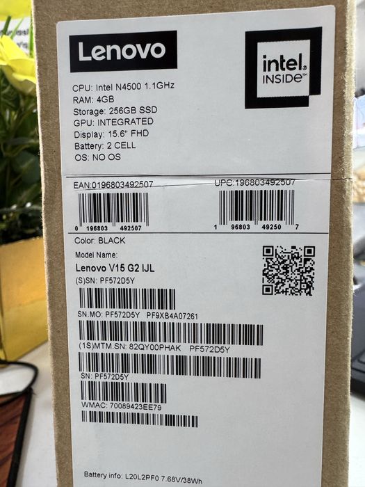 Yangi ishlatilmagan lenovo N4500 4/256 ssd qotmidigan ofisnoy noutbuk