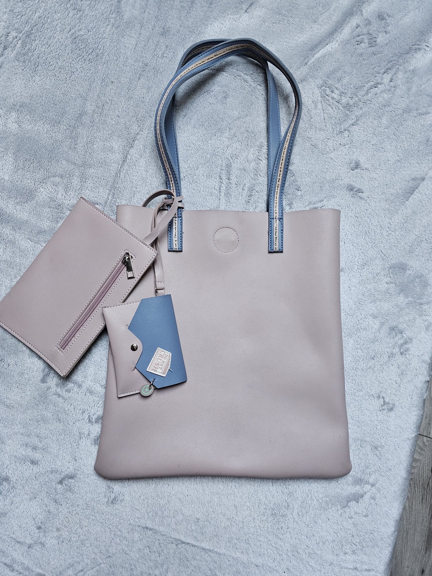 Дамска чанта еко кожа розово/синьо