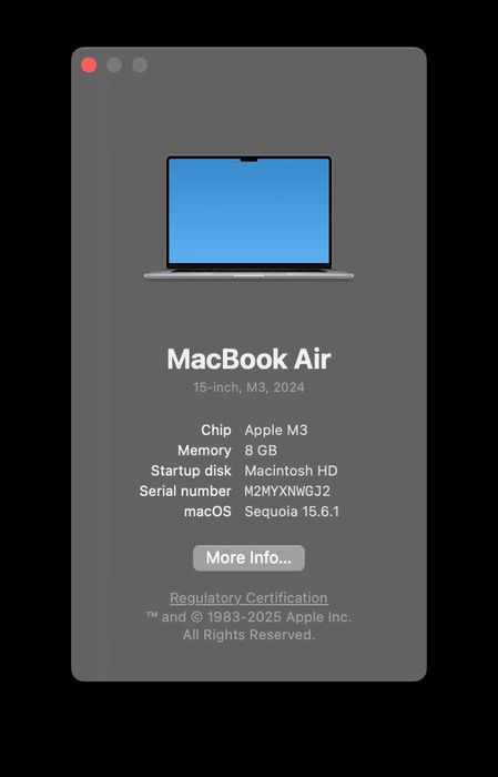 MacBook Air 15-inch M3  8/512 Silver