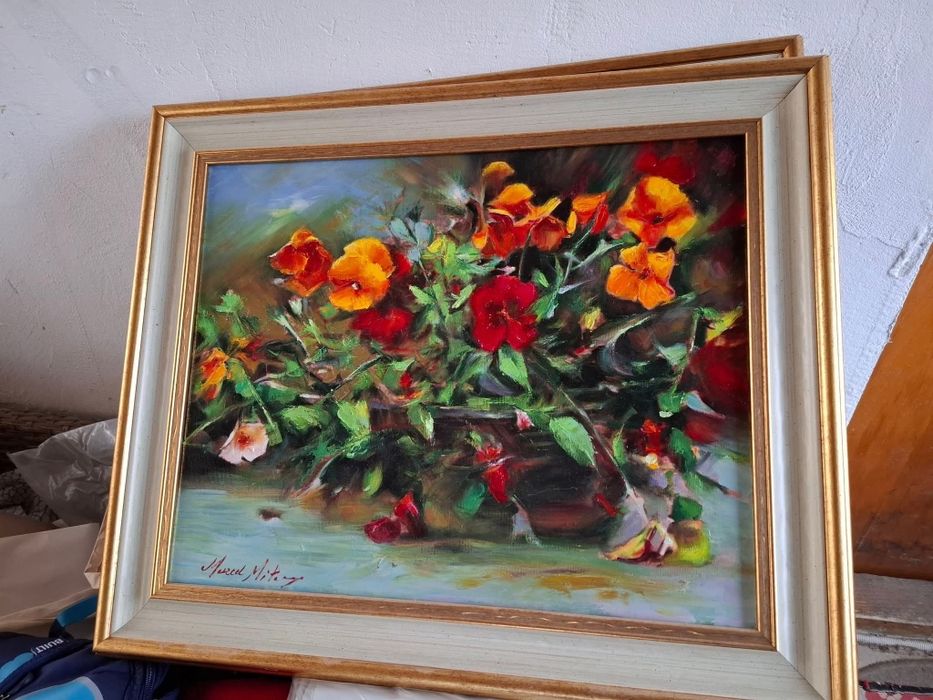 Pictură veche pe pânză, semnată Marcel Mitea