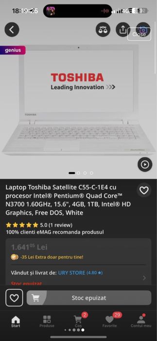 Laptop Toshiba Satellite C55-C-1E4