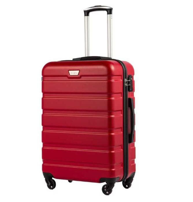 Troler COOLIFE de 67 x 46 x 26 cm, carcasa dura, 4 roti, rosu