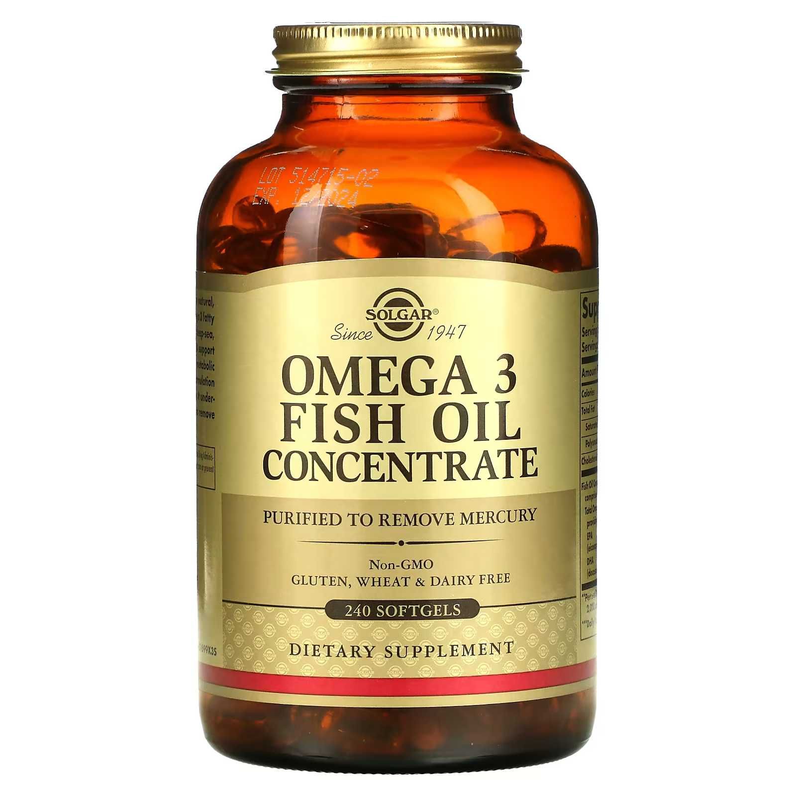Solgar Omega-3 Fish Oil Concentrate Рыбий жир 2000мг/ Омега-3 600мг