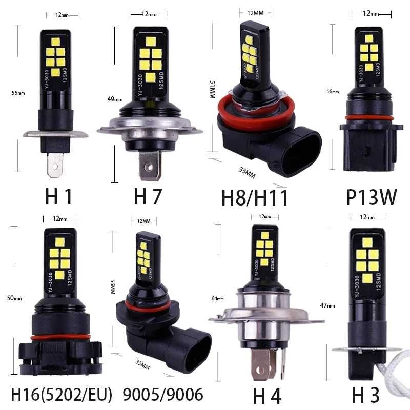 Автомобилни Лед 3030 LED Крушки H1 H3 H4 H7 H11 9005/HB3 9006/HB4