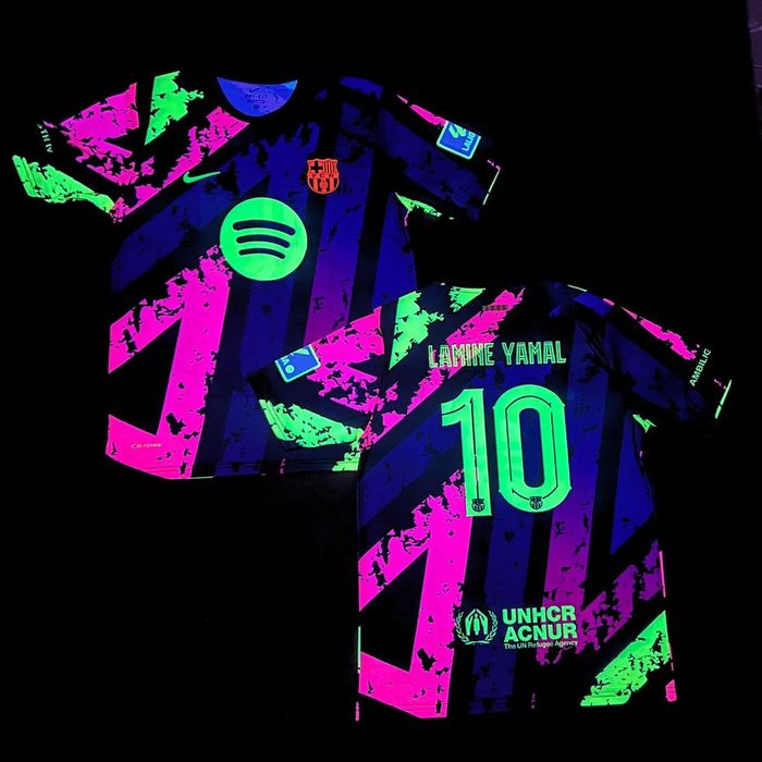 Флуоресцентна футболна тениска на Барселона # Ламин Ямал#10!