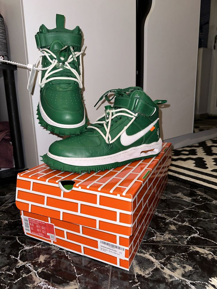 Nike Air Force 1 mid OFF-WHITE Pine Green 43 номер