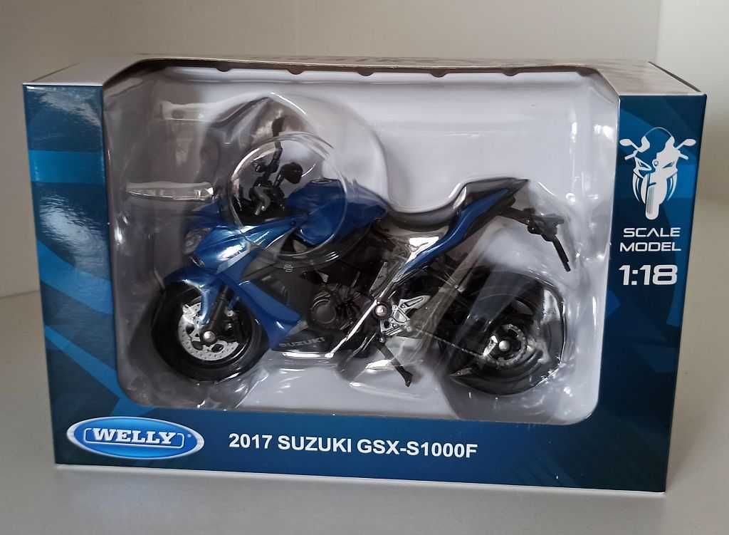 Macheta motocicleta Suzuki GSX-S1000F 2017 albastru - Welly 1/18