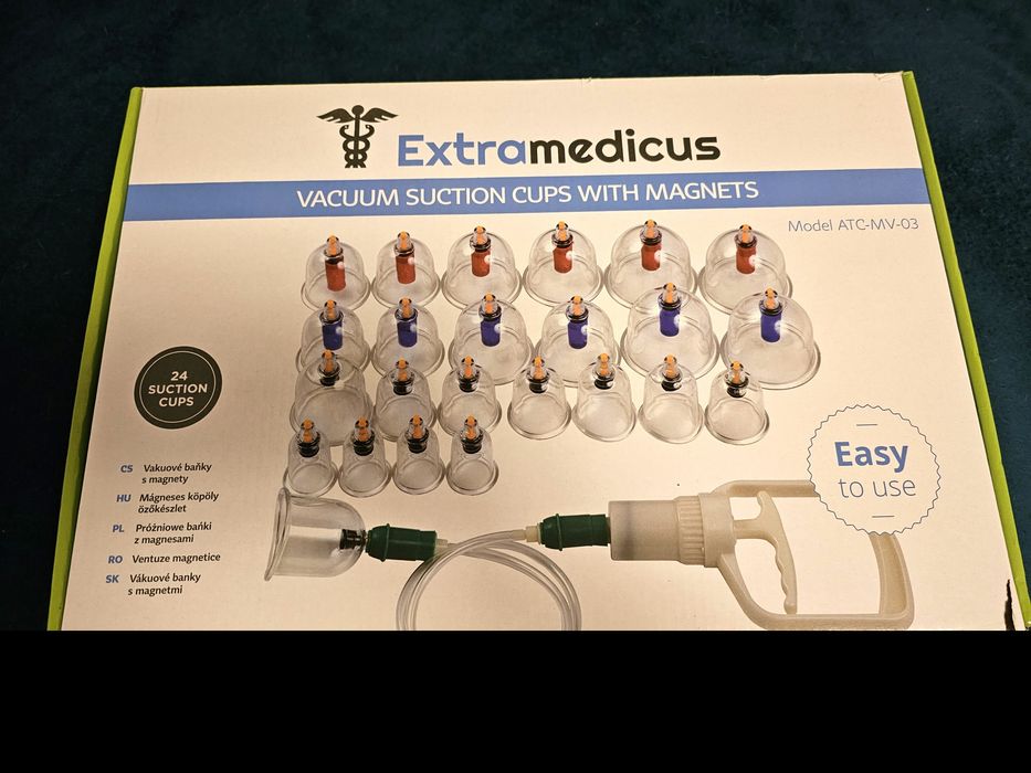 Set ventuze cu vacuum și magneți Extramedicus, 24 piese, nou