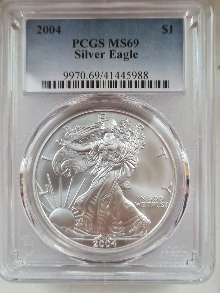 PCGS MS 69 Silver 999 . 1 oz 2002.г03.г04.г07.г09  год