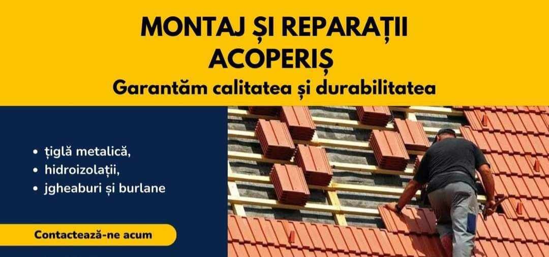 Reparații acoperișuri/Montaj Țiglă ceramică/Dulgheri Hidroizolații