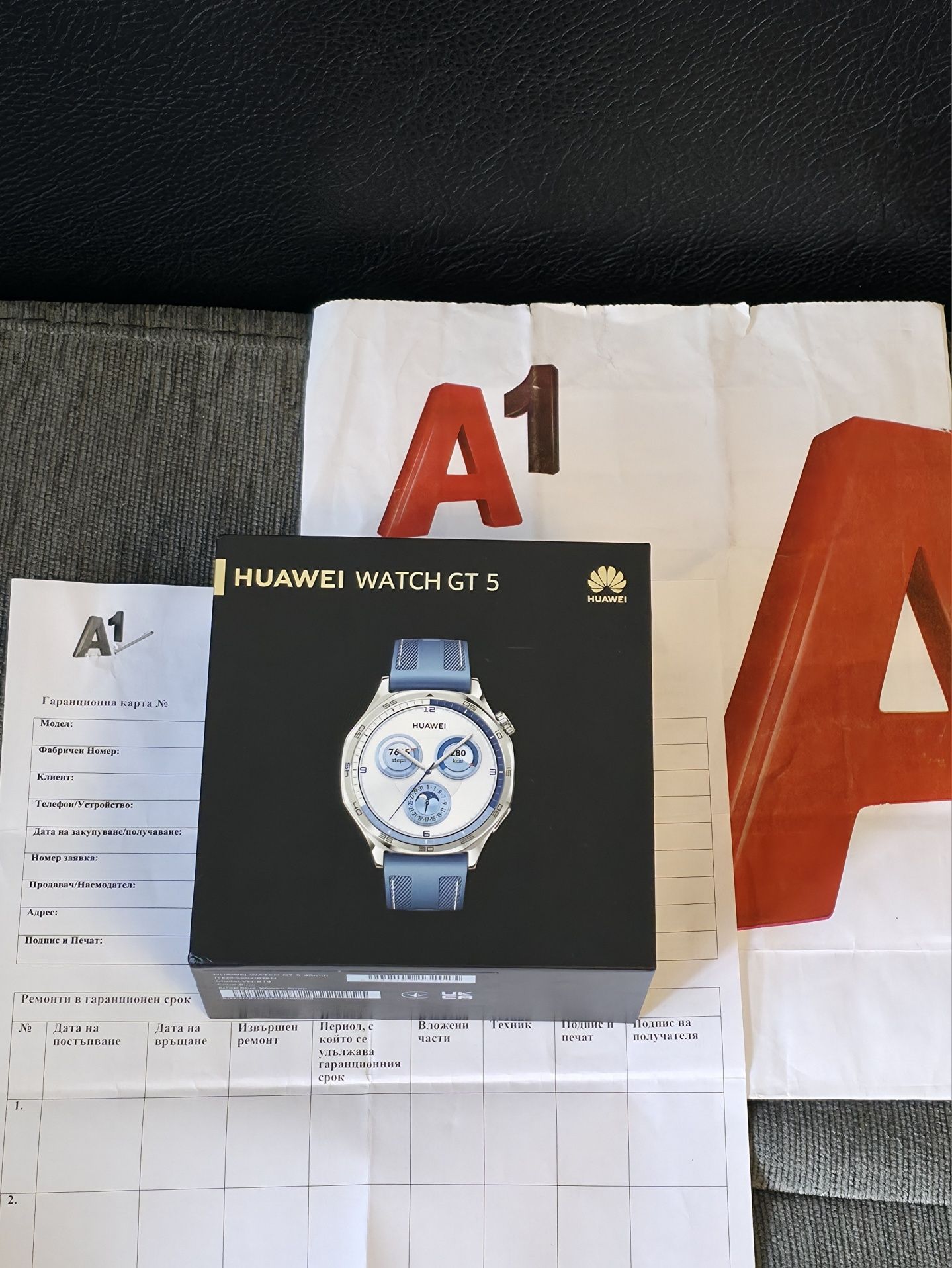КАТО НОВ 46mm Huawei watch GT 5 Гаранция A1 2027г. Blue / Син GT5