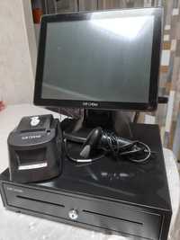 POS система,кассовый аппарат,принтер чека,денежный ящик,монитор,сканер