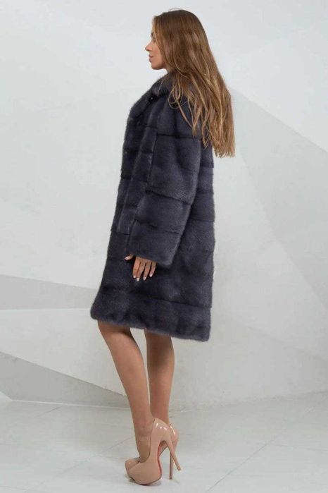 Haina blana vizon , Haină blană nurcă cu glugă, gri , 4 in 1 , m.M-XL