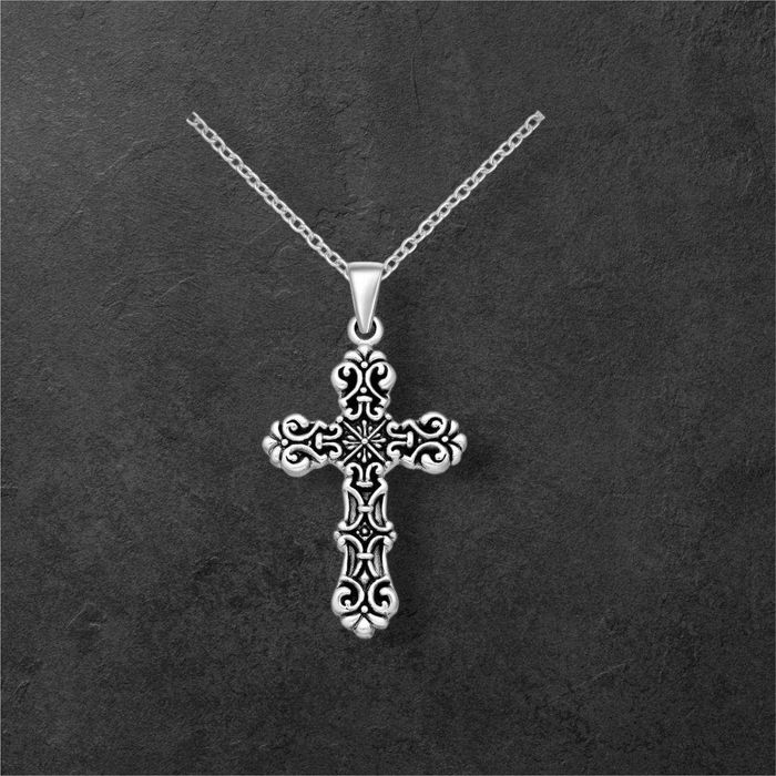 Talisman/Pandantiv din argint oxidat 925, model Cruce – 7,6g