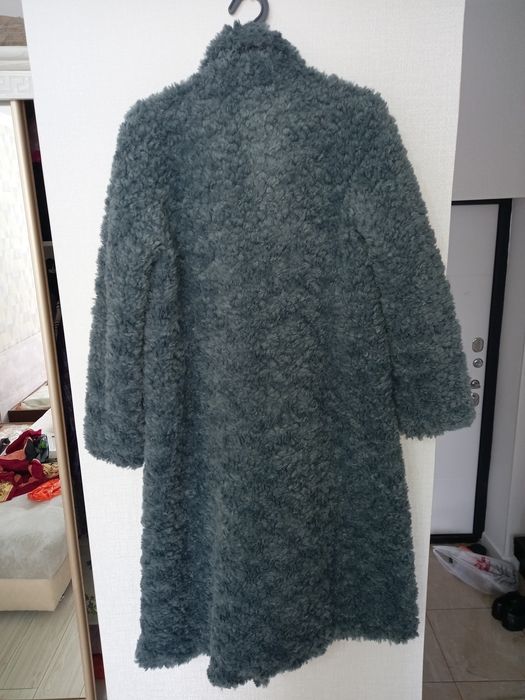 Шуба из овчины в изумрудном цвете