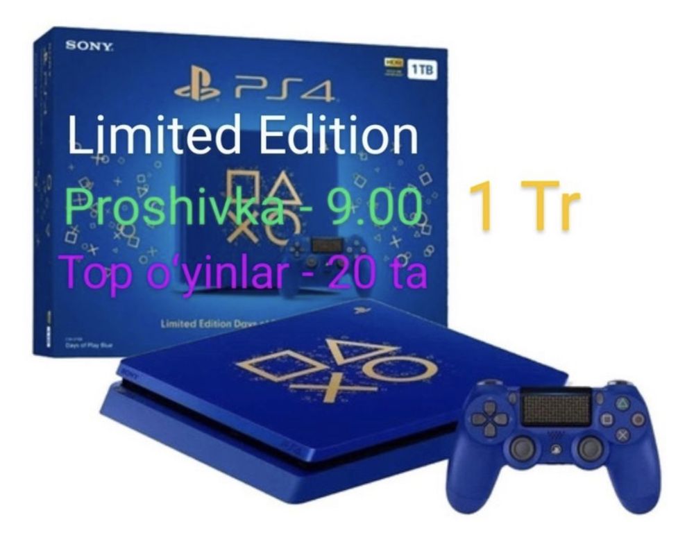 Playstation4 slim 1ТБ один джестика прошитый с играми 15-20 штук