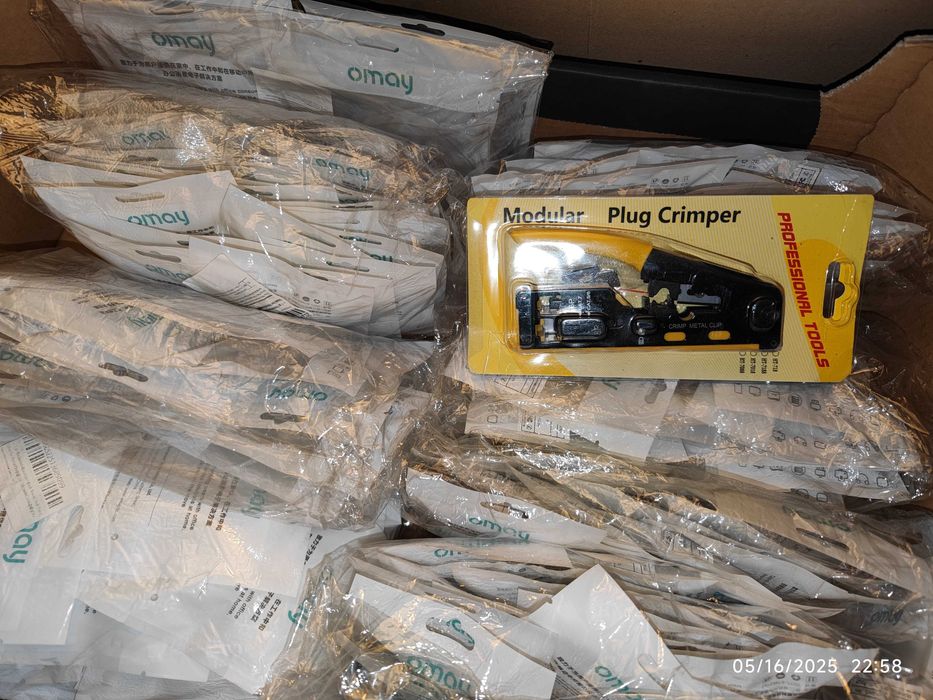 Cleste profesional de sertizat mufe RJ45 pass-through + 50 mufe pass