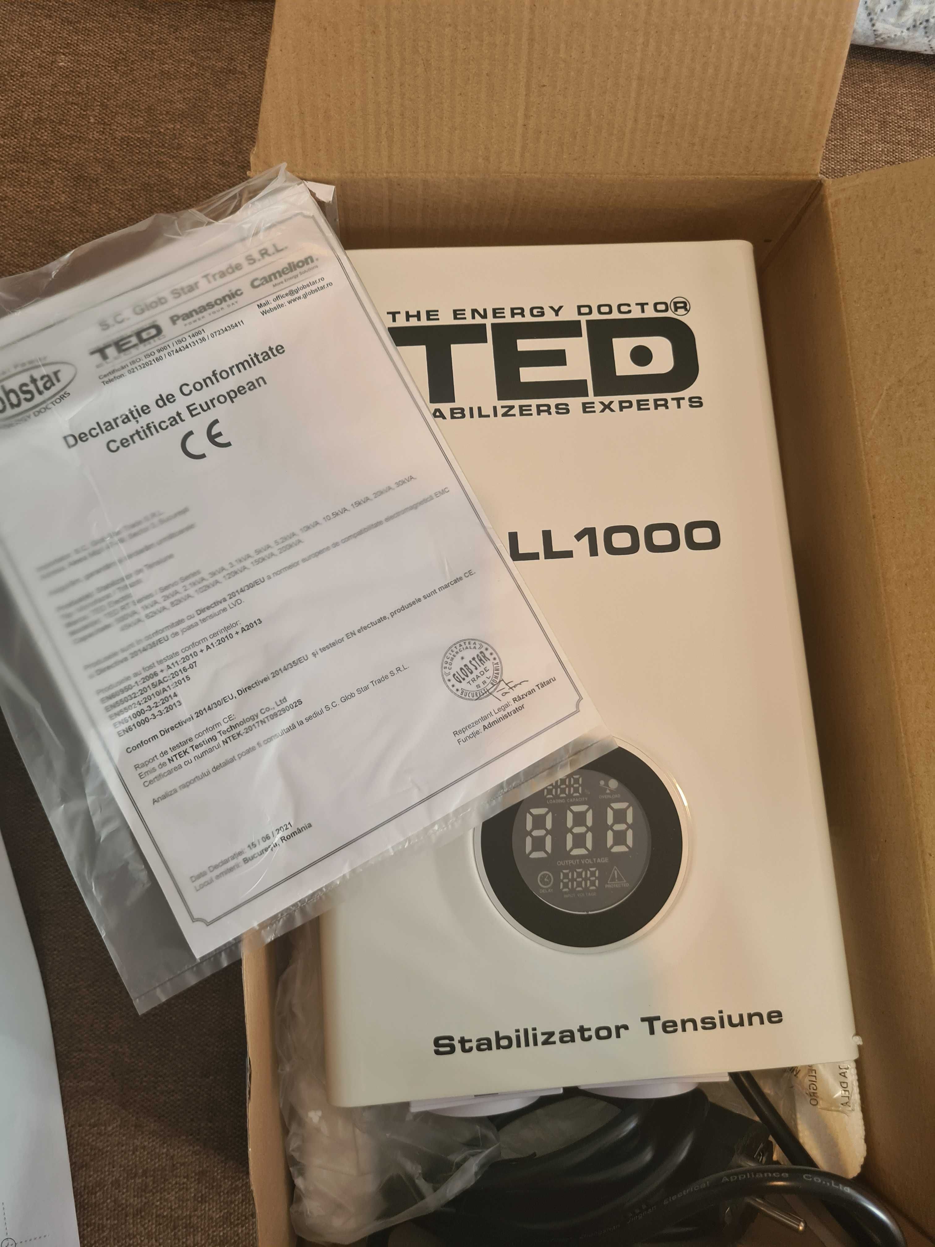 Stabilizator retea TED1000WALL, maxim 1000VA/600W, AVR, LCD