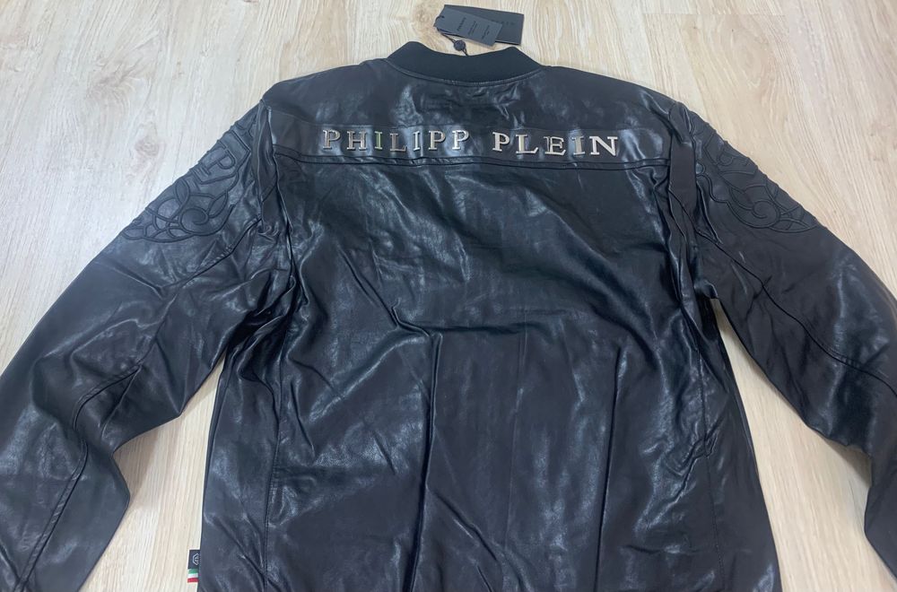 Мъжки яке от черна еко кожа Phillip Plein размер XL