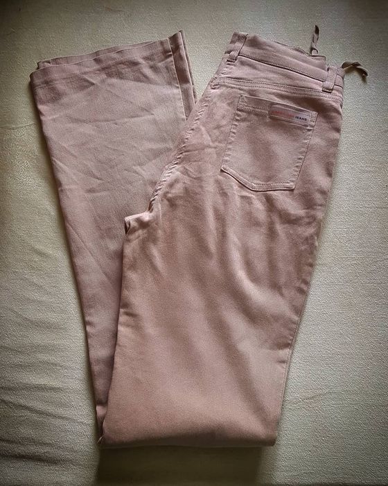 Pantaloni evazati cu talie înaltă bej nude maro