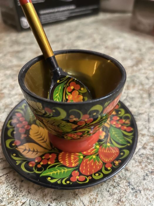 Деревянный набор с хохломской росписью