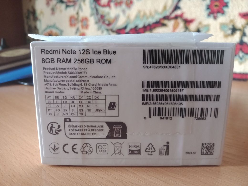 Redmi not 12 S новый в упаковке+защитное стекло