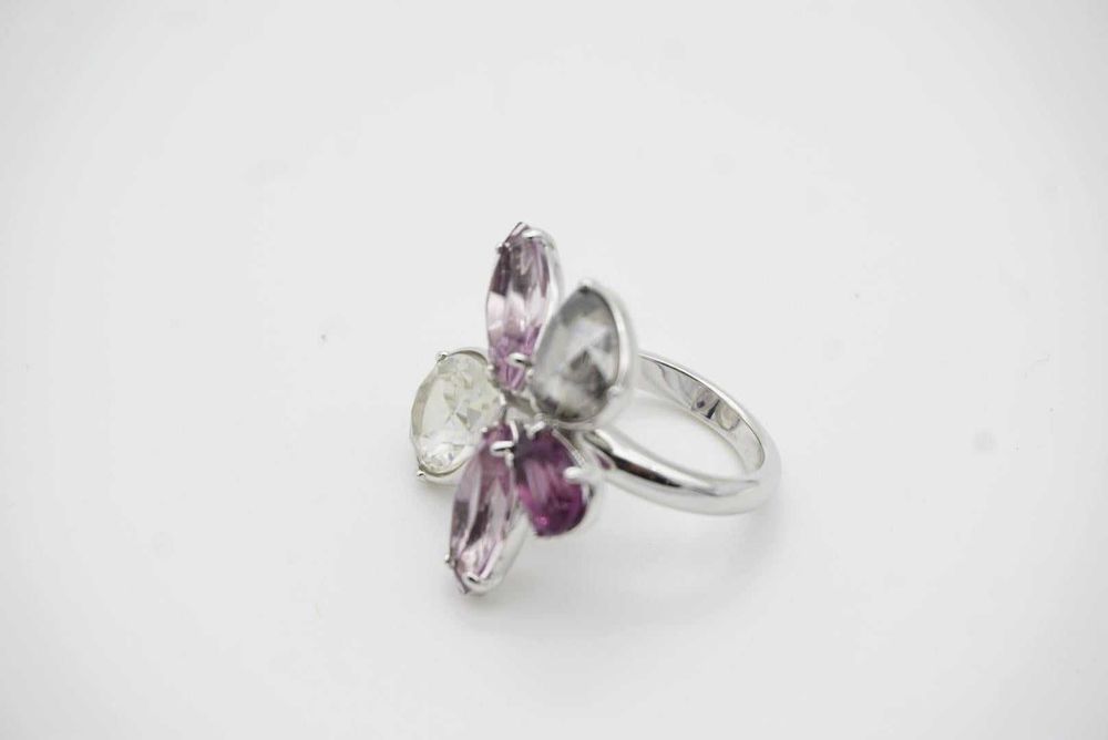 Swarovski Nirvana Cocktail Clear Purple Crystal Flower Ring