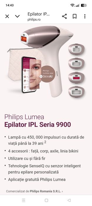 Vând urgent Philips epilator