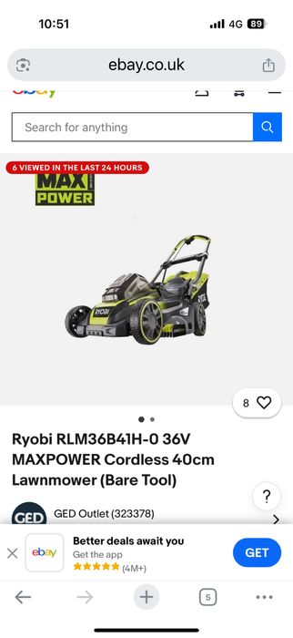 Ryobi Mașină de tuns iarba 36V 40cm Ryobi