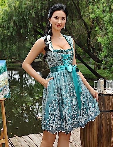 HAUSPROFI Дамска жакардова рокля от 2 части Dirndl, къса с престилка