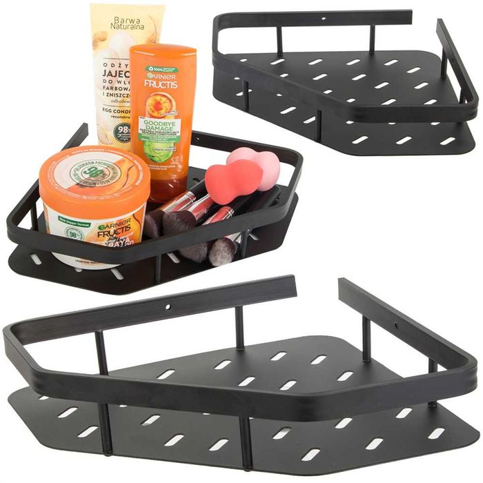 Стилна ъглова етажерка за баня или кухня без дупчене