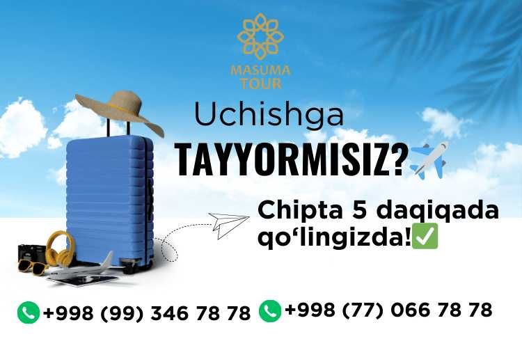 Arzon va tez aviachiptalar! Onlayn aviakassa 24/7 – chipta 5 daqiqada!