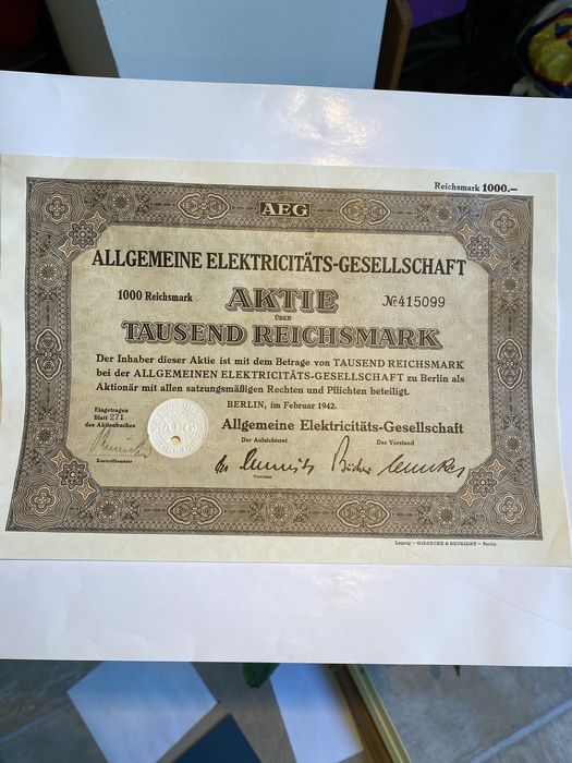Lot actiuni, reichsmark 100, 1000 1884-1953 Germany, bancnote