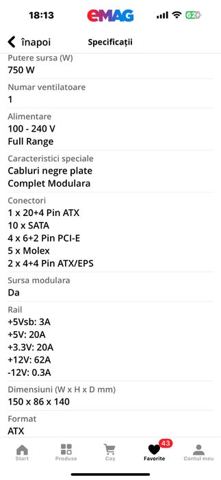 Sursa pc Seasonic 750w Focus gx series
