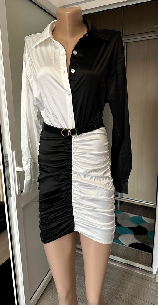 Rochie noua elegantă alb-negru